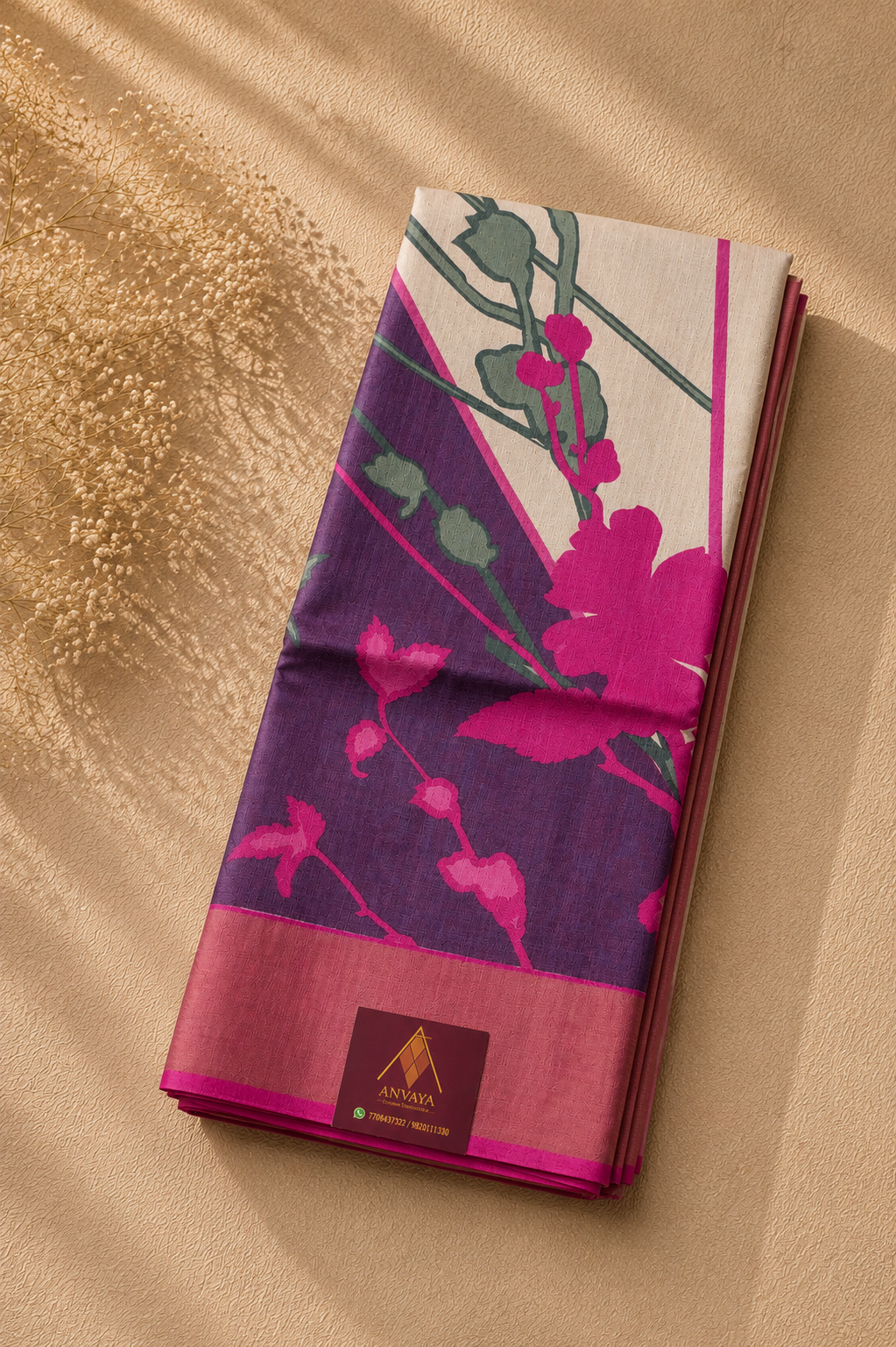 Botanical Bloom Pure Tussar Saree