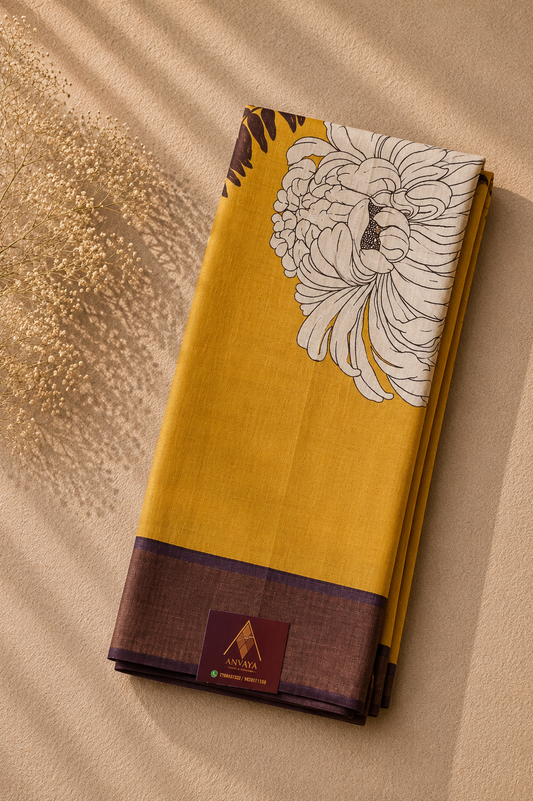 Chrysanthemum Pure Tussar Saree