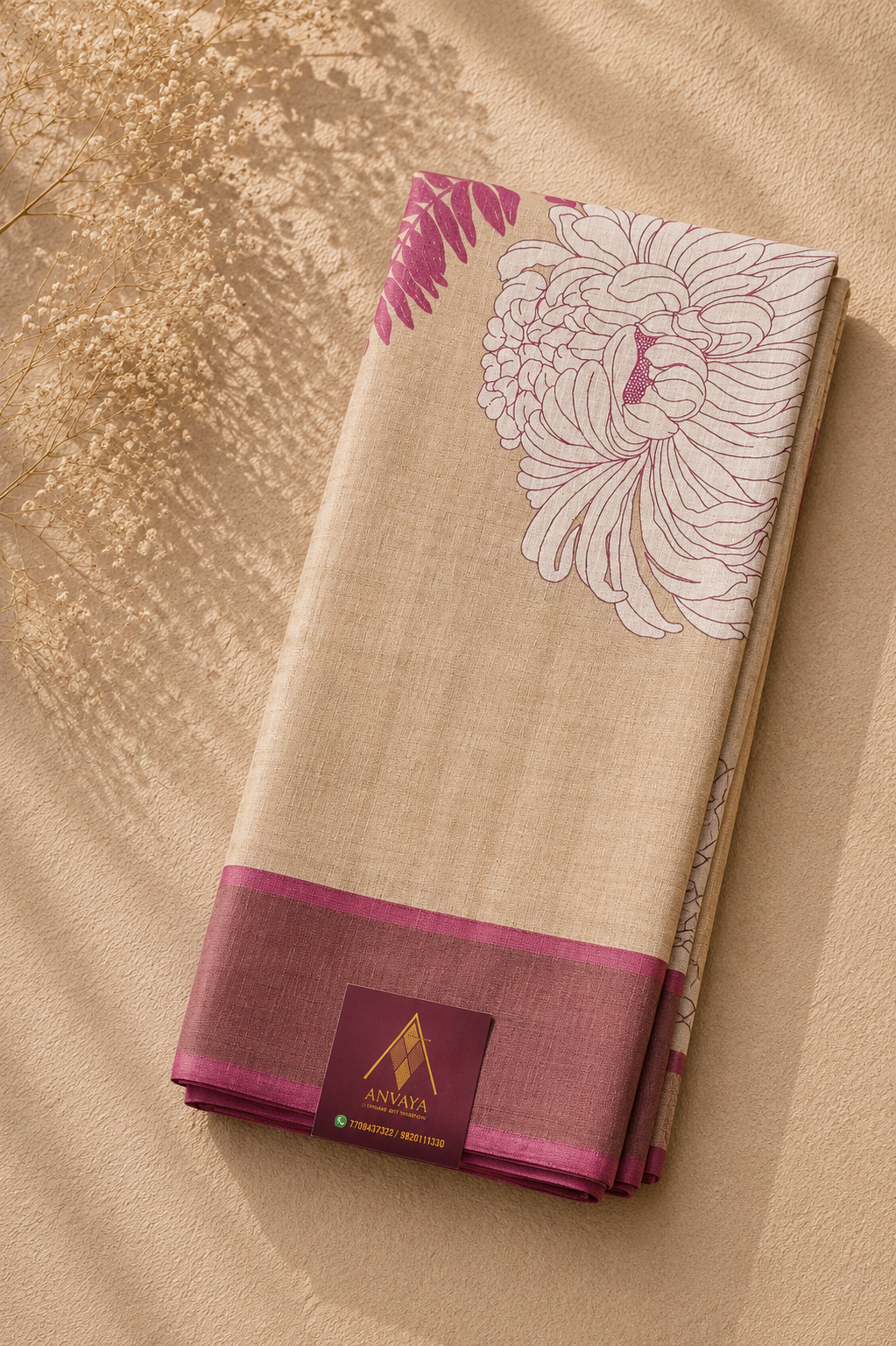 Chrysanthemum Pure Tussar Saree