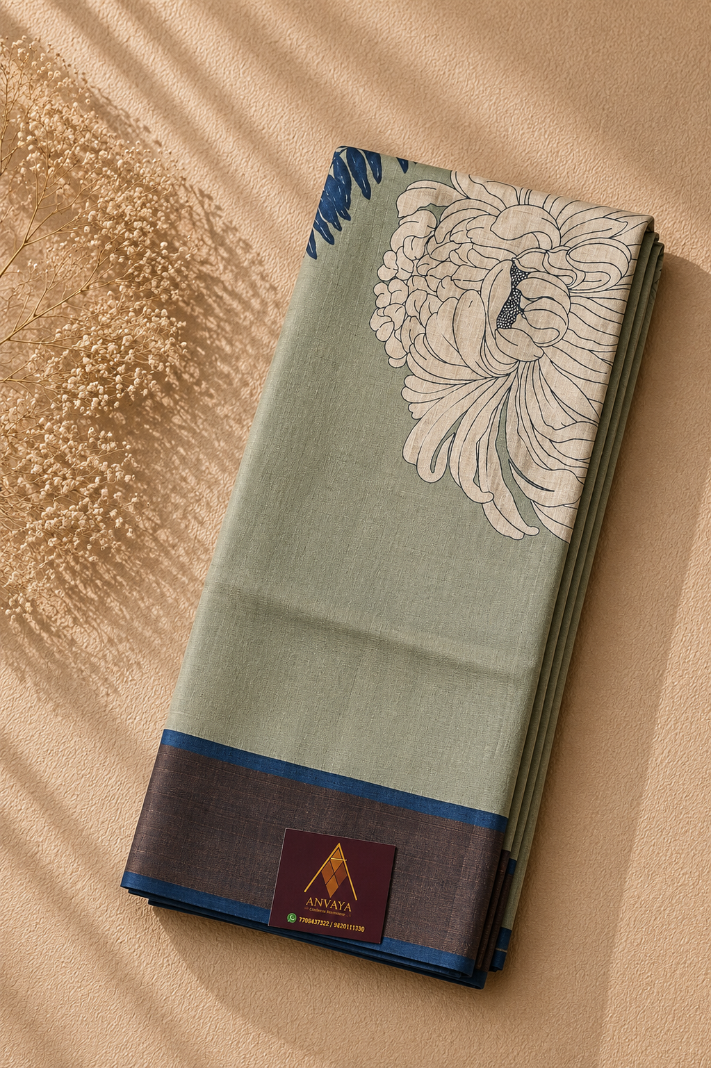 Chrysanthemum Pure Tussar Saree